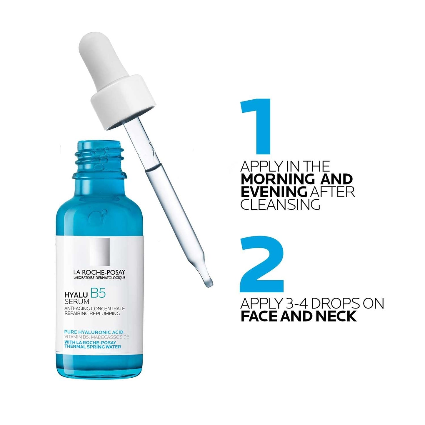 La Roche-Posay Hyalu B5 Pure Hyaluronic Acid Serum – Vitamin B5, Madecassoside, Anti-Aging Hydrating Serum for Face, Oil-Free, Safe for Sensitive Skin