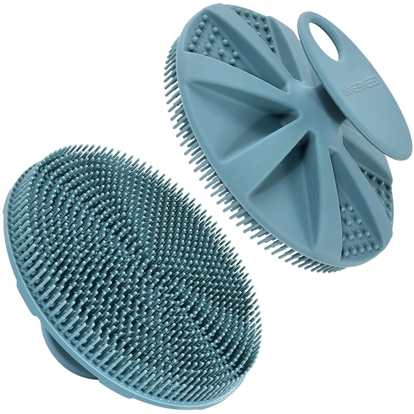 INNERNEED Food-Grade Silicone Body Scrubber – Soft, Gentle Exfoliating Shower Brush for Deep Cleansing, Quick-Dry, and Durable Design (Dark Green)
