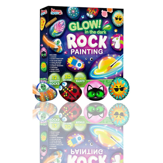 JOYIN Glow-in-the-Dark Rock Painting Kit – Arts & Crafts Set for Kids Ages 6-12 | Creative Painting Supplies for Birthday Gifts, Stocking Stuffers, and Holiday Fun - Ballimart