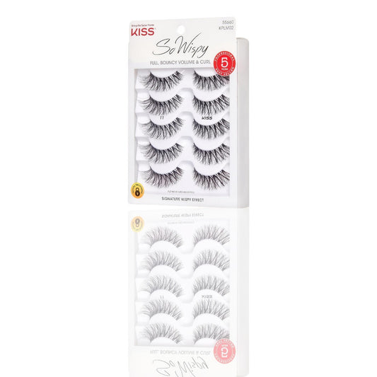 KISS So Wispy False Eyelashes, Style #11, 12 mm | 5-Pair Multipack, Lightweight, Reusable, Contact Lens Friendly, Easy to Apply