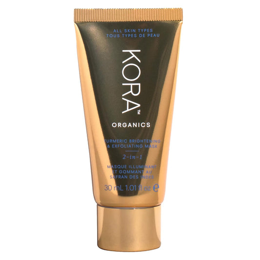 KORA Organics Turmeric Brightening & Exfoliating Mask – Travel-Size Facial Scrub for Radiance & Smooth Skin (1.01 fl oz)