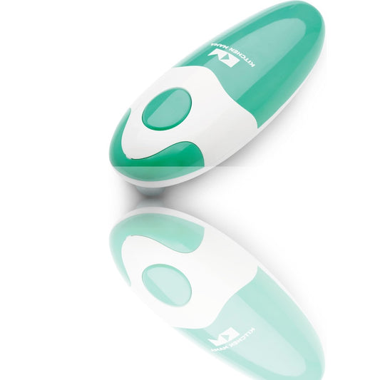 Kitchen Mama Auto Electric Can Opener – Hands-Free, Smooth Edge, Battery Operated, Food-Safe, Arthritis-Friendly, YES YOU CAN (Teal)