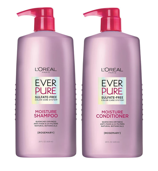 L'Oreal Paris EverPure Moisture Sulfate-Free Shampoo & Conditioner Set with Rosemary Botanicals for Color-Treated Hair, 1 Kit