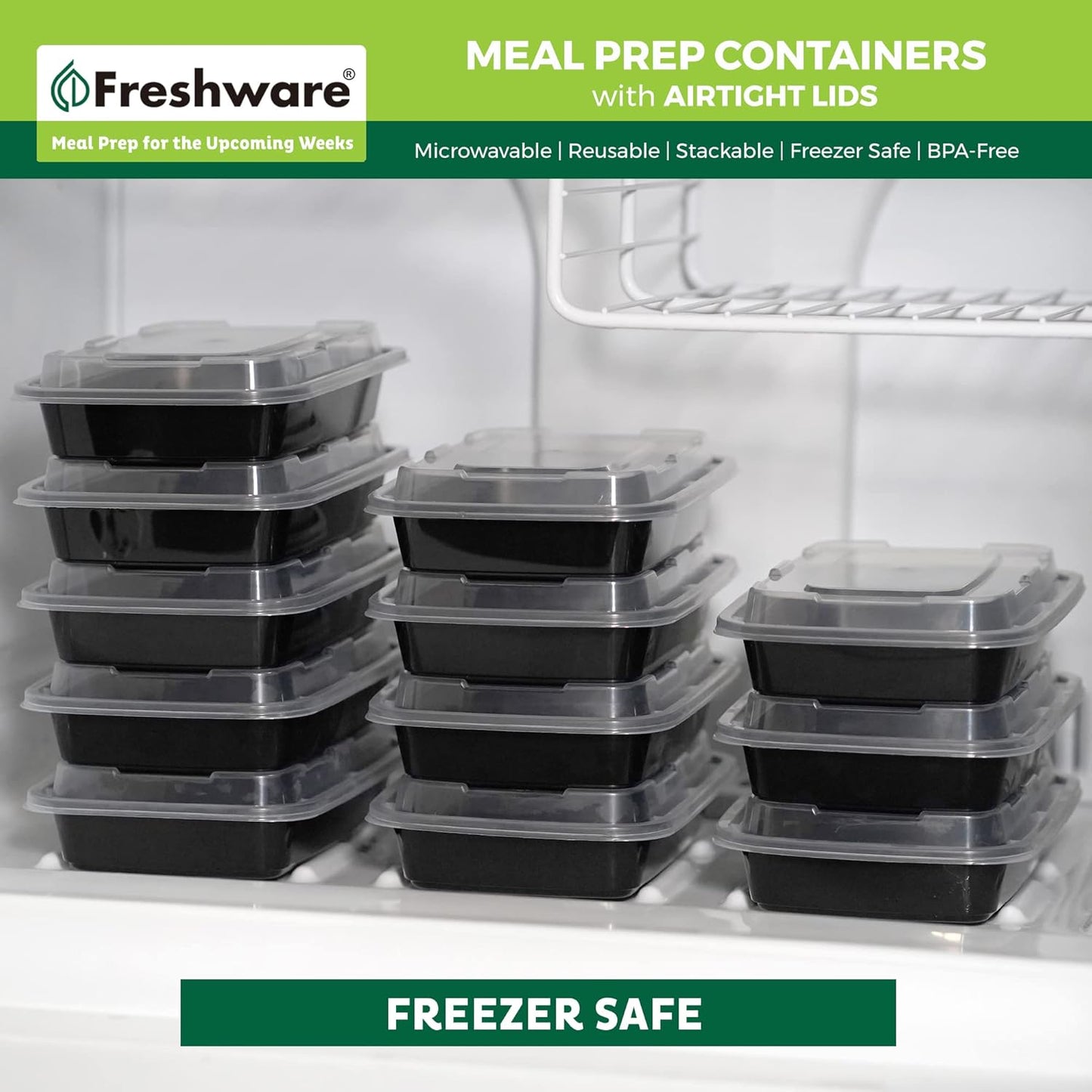 Freshware 50-Pack 16 oz Meal Prep Containers with Lids – Durable, Leakproof & BPA-Free - Ballimart
