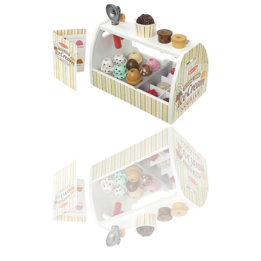 Melissa & Doug Wooden Scoop & Serve Ice Cream Counter (28 pcs) - Ballimart