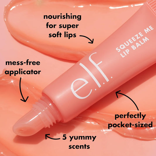 e.l.f. Squeeze Me Lip Balm - Strawberry | Moisturizing Sheer Tint with Hyaluronic Acid, Vegan & Cruelty-Free - Ballimart