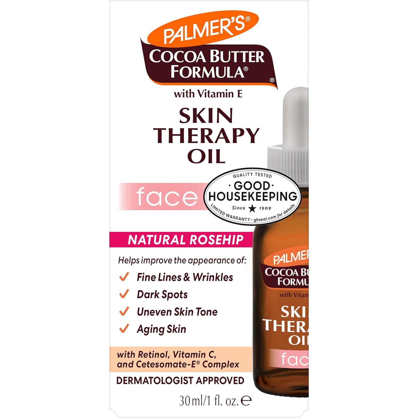 Palmer's Cocoa Butter Formula Moisturizing Skin Therapy Oil for Face with Vitamin E, C
