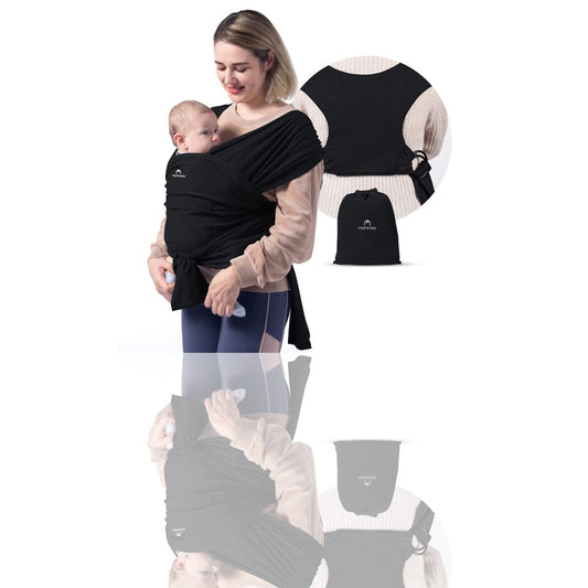 Momcozy Baby Wrap Carrier – Adjustable, Lightweight Baby Sling for Newborn to Toddler (8-35 lbs), Hands-Free Infant Carrier, Black