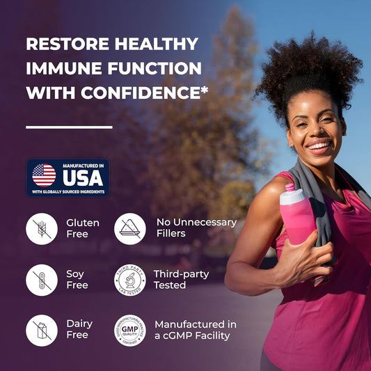 Elderberry Vitamin C & Zinc | Quercetin & Vitamin D3 | Immune Support Capsules for Adults | 2-Month Supply | Herbal Supplement for Men & Women