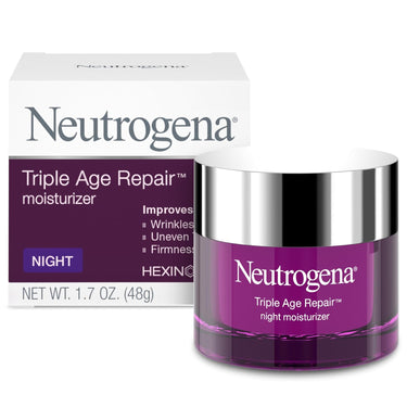 Title Neutrogena Triple Age Repair Night Cream with Vitamin C & Glycerin | Anti-Wrinkle Face & Neck Moisturizer for Firming & Even Tone | 1.7 oz Jar