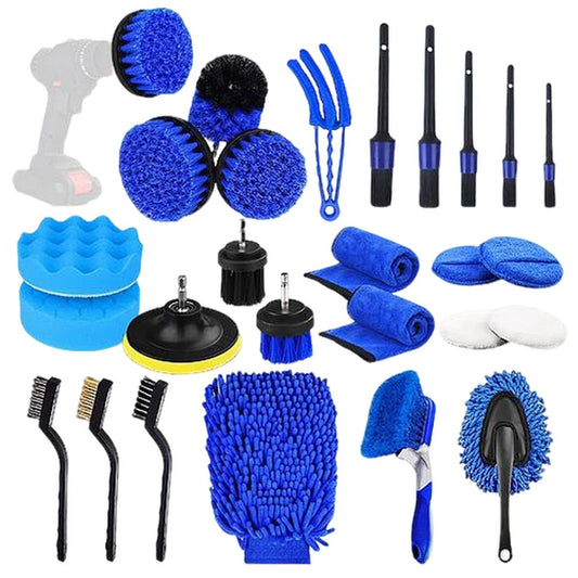 26Pcs Car Detailing Brush Kit - Complete Exterior and Interior Car Cleaning Set - Ballimart