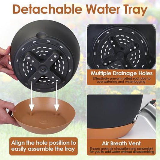 4PCS 9.64IN DIAMETER HANGING PLANTER WITH DRAINAGE HOLES REMOVABLE SELF-WATERING TRAY PLASTIC HANGING FLOWER PLANT POTS FOR INDOOR OUTDOOR HERB Ivy Fe - Ballimart