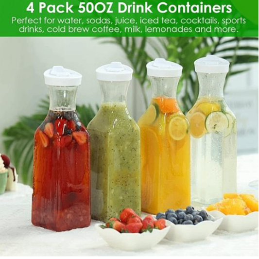 NewHome 4 Pack 50Oz Water Carafes with Flip Top Lids - Ballimart