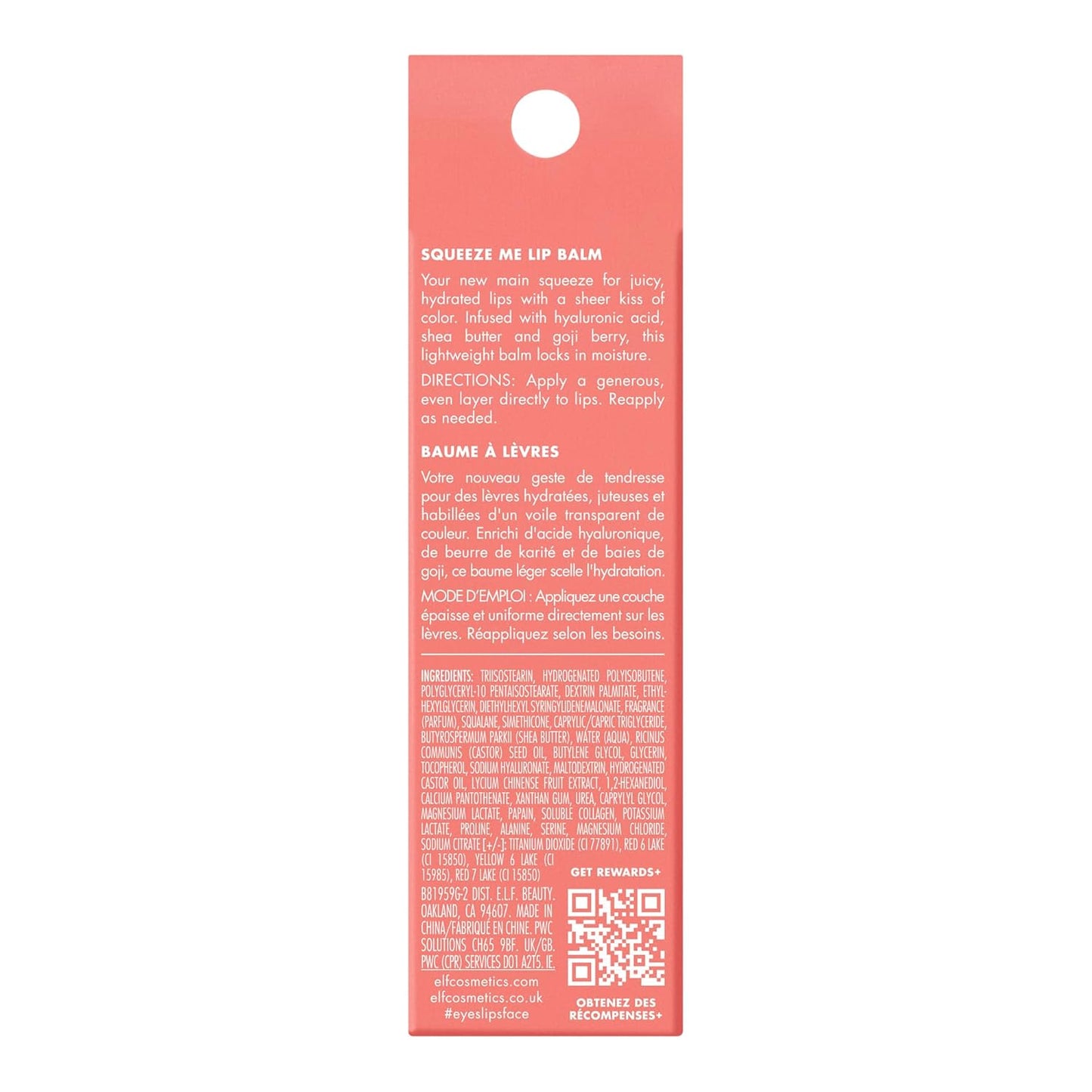 e.l.f. Squeeze Me Lip Balm - Strawberry | Moisturizing Sheer Tint with Hyaluronic Acid, Vegan & Cruelty-Free - Ballimart