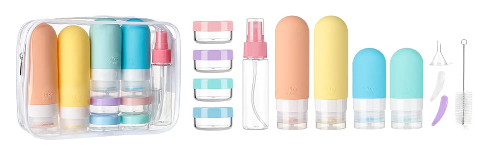 16-Pack TSA-Approved Leak-Proof Silicone Travel Bottles Set | Toiletries Containers for Shampoo, Conditioner, Lotion & Body Wash