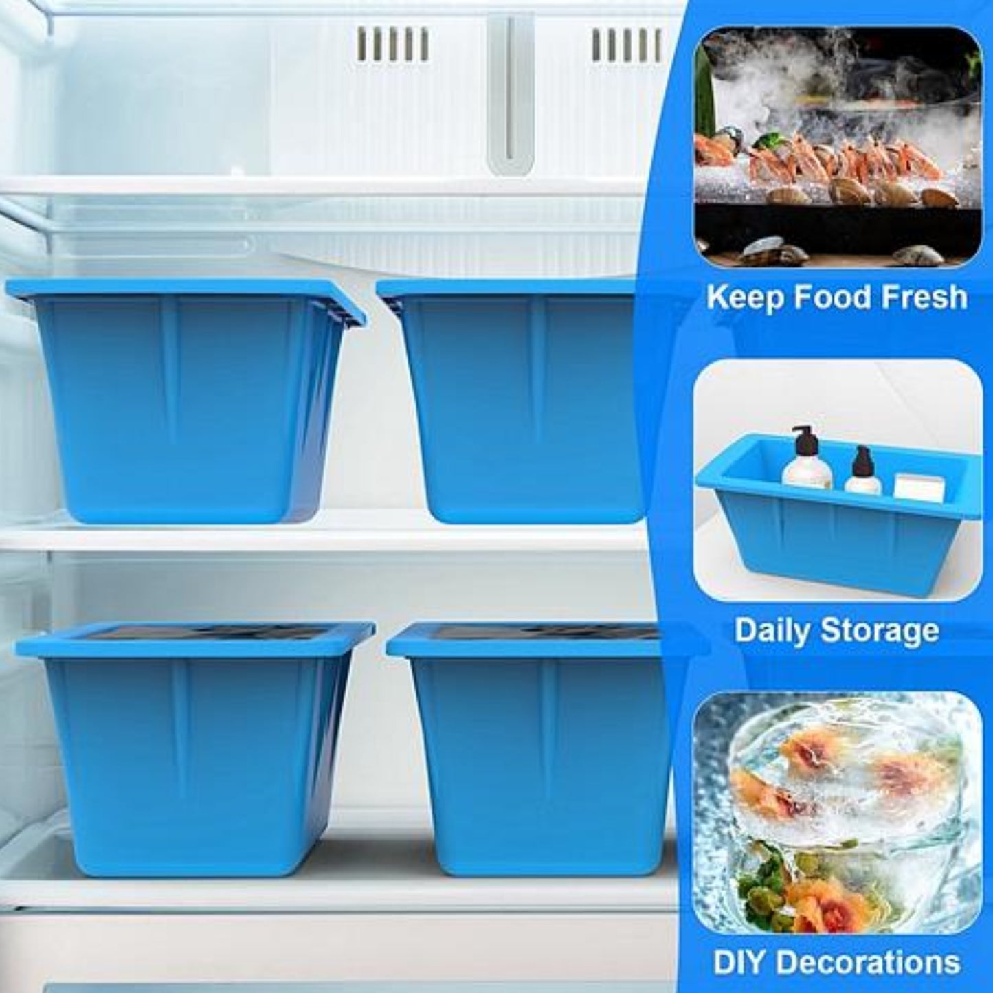 NewHome 2 Pack 6.6LBS Silicone Freezer Molds - Ice Block Molds for Ice Baths, Soup, Seafood Freezing, and DIY Ice Decorations - Ballimart