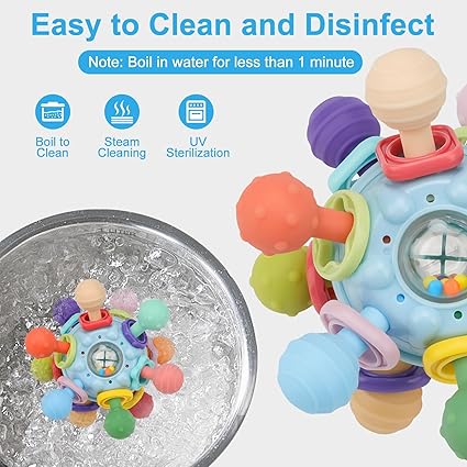 "TOHIBEE Baby Montessori Sensory Teething Toy - Multi-Sensory Developmental Toy for Babies 0-18 Months, Teether, Rattle, and Fun Learning Toy for Newborns"