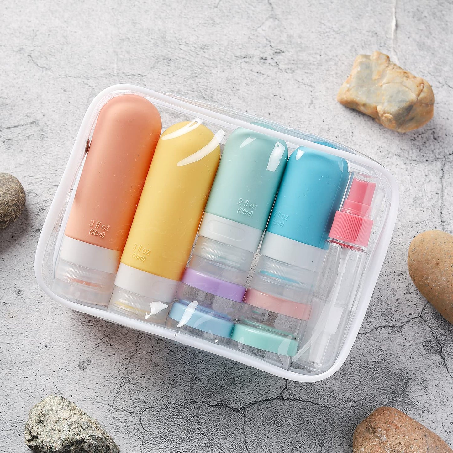 16-Pack TSA-Approved Leak-Proof Silicone Travel Bottles Set | Toiletries Containers for Shampoo, Conditioner, Lotion & Body Wash
