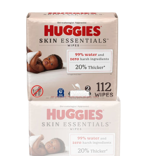 Huggies Skin Essentials Baby Wipes - Hypoallergenic, 99% Water | 336 Wipes (6 Flip Top Packs)