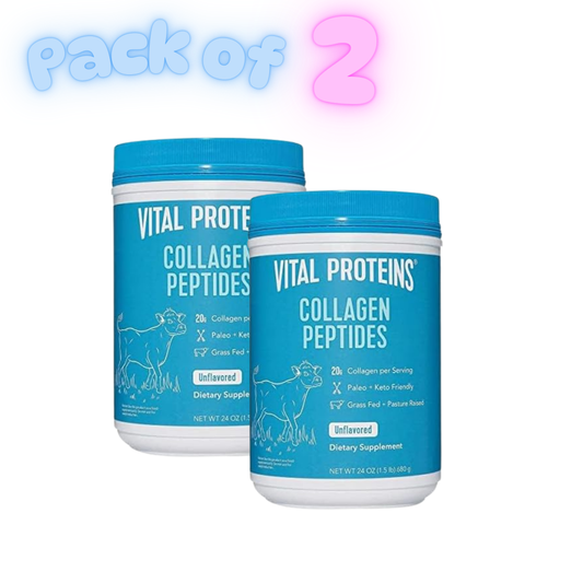 Vital Proteins Collagen Peptides Powder – Unflavored 24oz -Supports Hair, Skin, Nails, Bone & Joint Health (Pack of 2)