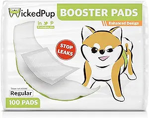WICKEDPUP Dog Diaper Liners Booster Pads – 100ct Disposable Inserts for Male & Female Dogs | Extra Absorbent & Leak-Proof