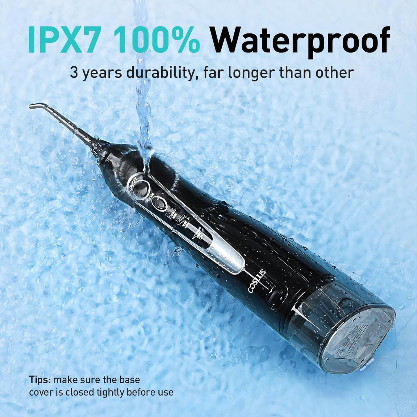 COSLUS Water Dental Flosser, Portable Cordless Oral Irrigator 300ML, Rechargeable IPX7 Waterproof Electric Water Flossing Machine for Teeth Cleaning, Travel-Ready, Long Battery Life - Ballimart