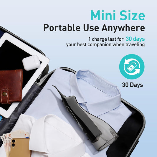 COSLUS Water Dental Flosser, Portable Cordless Oral Irrigator 300ML, Rechargeable IPX7 Waterproof Electric Water Flossing Machine for Teeth Cleaning, Travel-Ready, Long Battery Life - Ballimart