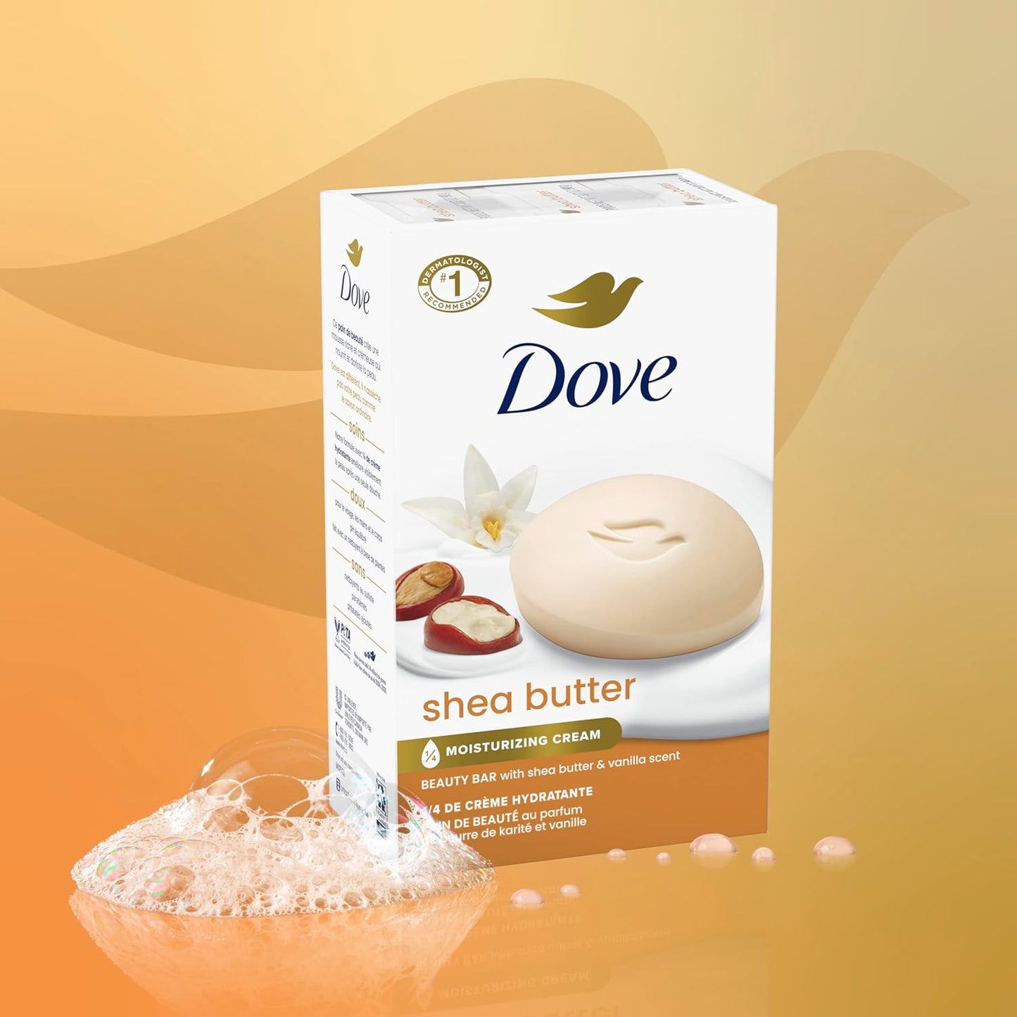 Dove Shea Butter Beauty Bar Soap – Nourishing & Hydrating for Softer Skin (8 Count