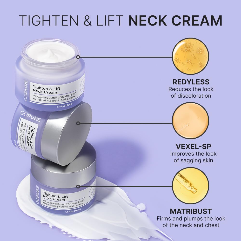 goPure Neck Firming Cream - Anti-Aging Cream for a Firmer, Smoother Neck & Chest | Pro-Active Firming Complex, 1.7 oz - Ballimart