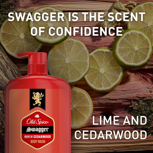 Old Spice Swagger Body Wash - 24/7 Shower Fresh with Lasting Cedarwood Scent | 24 fl oz (Pack of 2) - Ballimart