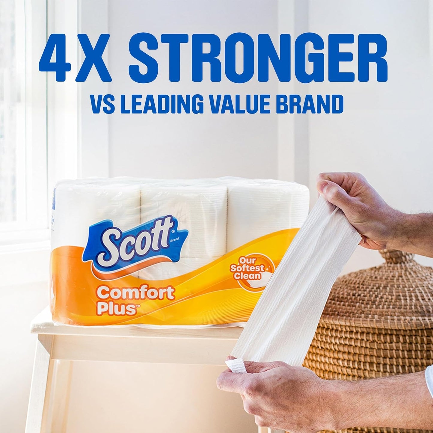 Scott Comfort Plus Toilet Paper - 12 Double Rolls | Septic-Safe & 1-Ply Softness - Ballimart