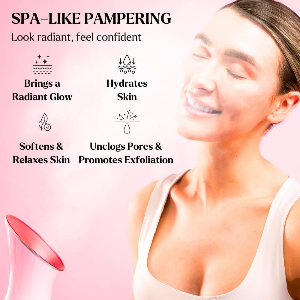 Facial Steamer Spa Kit with 17 Complimentary Skin Care Tools | Face Steamer for Deep Cleaning, Towel Warmer, & Humidifier Mode | Self-Care & Spa Gifts for Women