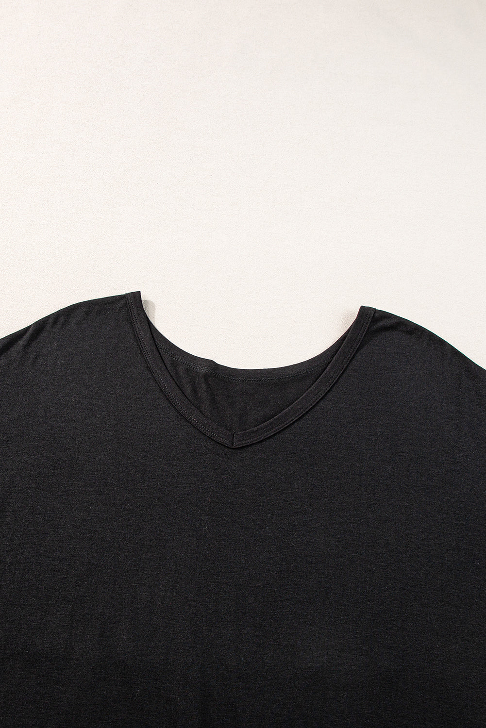 Black V Neck Hidden Pocket Splits Maxi T-shirt Dress - Ballimart