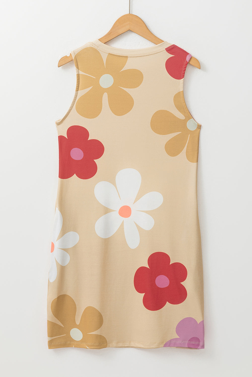 Apricot Daisy Flower Print Tank Dress - Ballimart