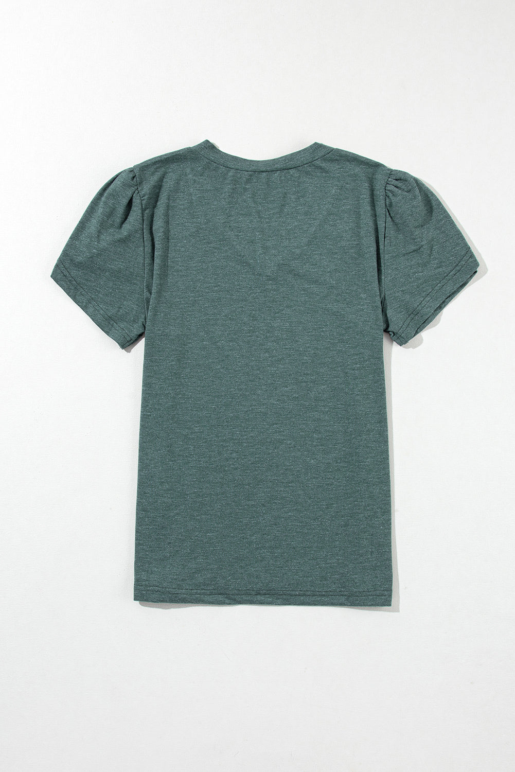 Mist Green Fashion Petal Sleeve V Neck T Shirt - Ballimart