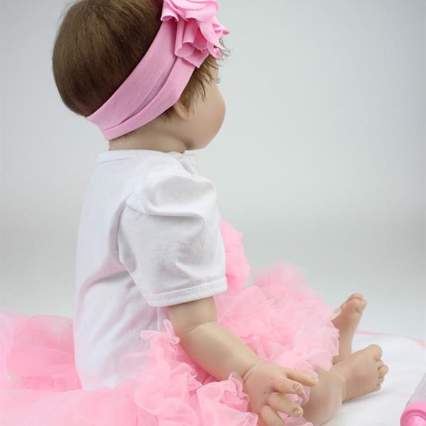 Pink Princess Skirt Fashionable Play House Toy Lovely Simulation Baby Doll with Clothes Size 22"