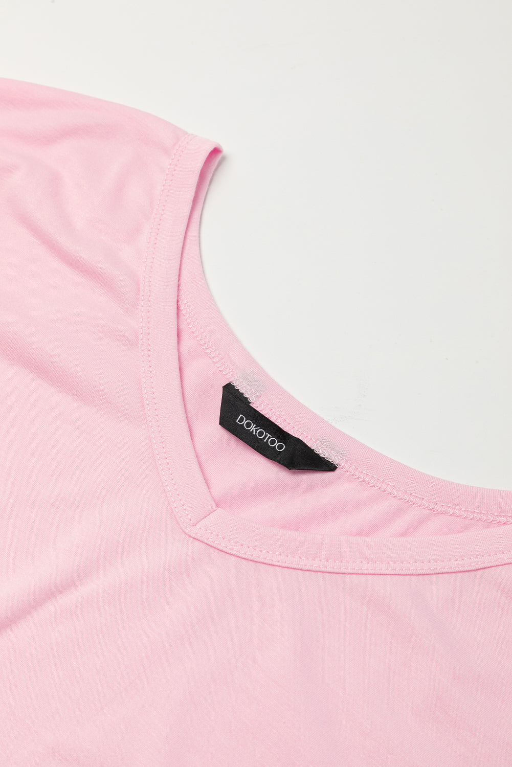 Pink V Neck Hidden Pocket Splits Maxi T-shirt Dress - Ballimart