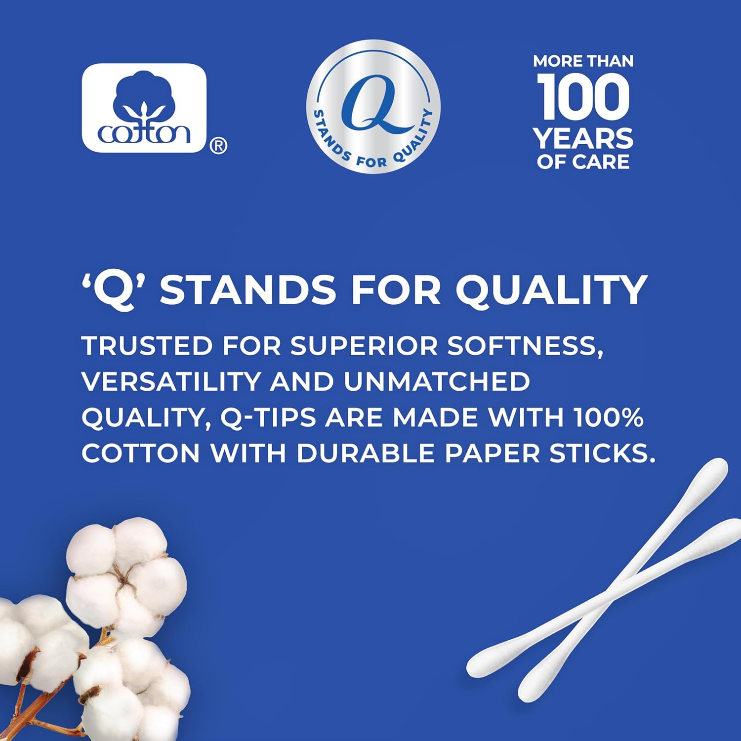 Q-tips Cotton Swabs - Original 100% Cotton Swabs for Hygiene, Beauty & Baby Care | 625 Count, Sustainable Paper Sticks - Ballimart