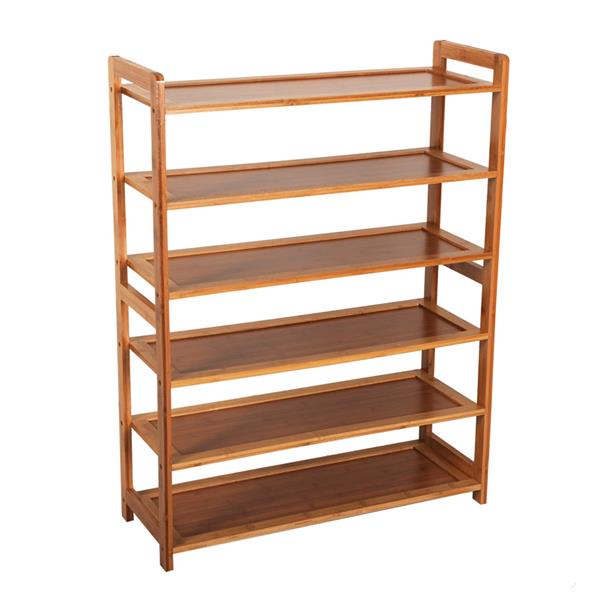 Concise Rectangle 6 Tiers Bamboo Shoe Rack Wood Color - Ballimart