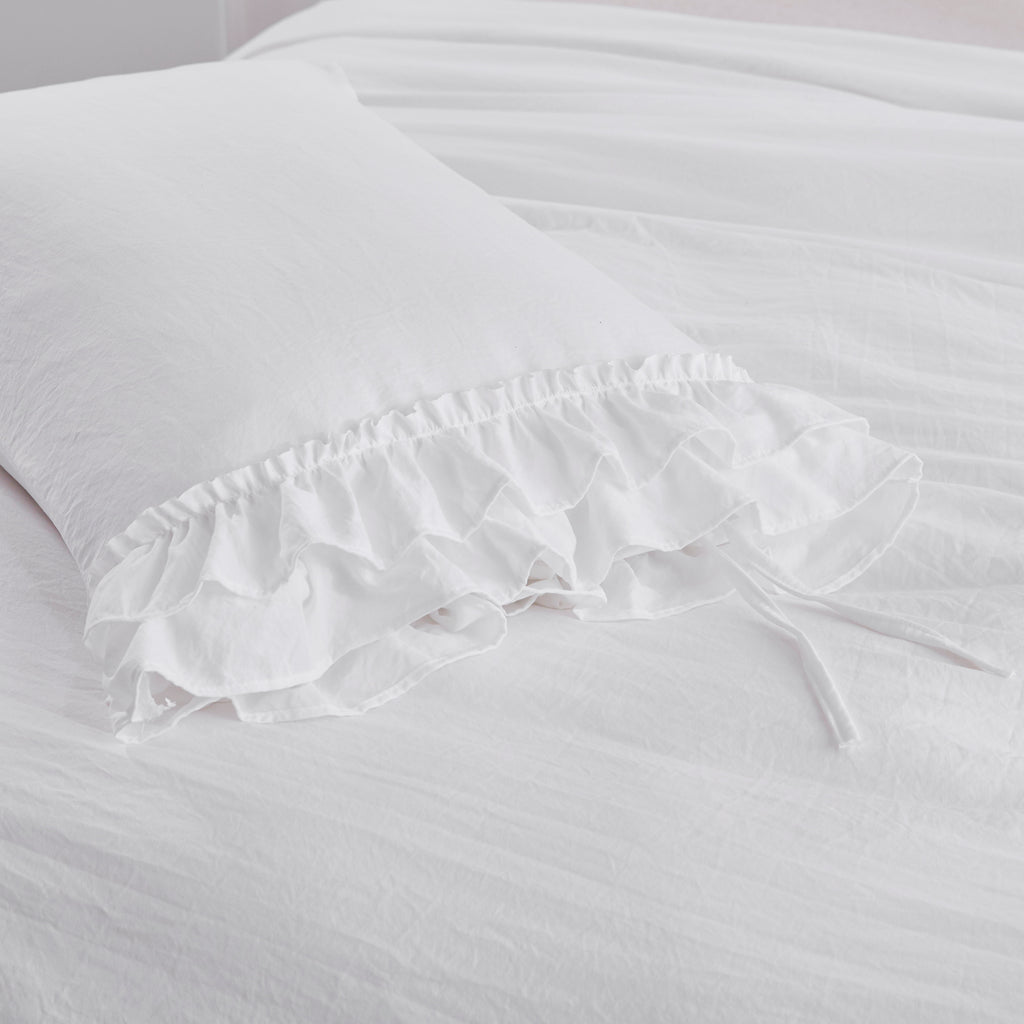 Farmhouse Ruffle Buffalo Check Shower Curtain with Coconut Buttons - Ballimart