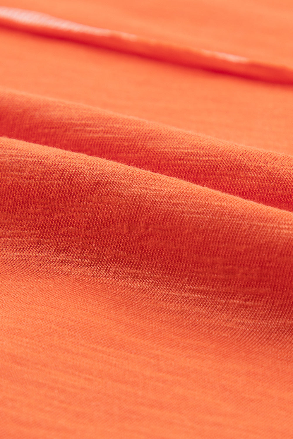 Grapefruit Orange Contrast Trim Exposed Seam V Neck T-shirt - Ballimart