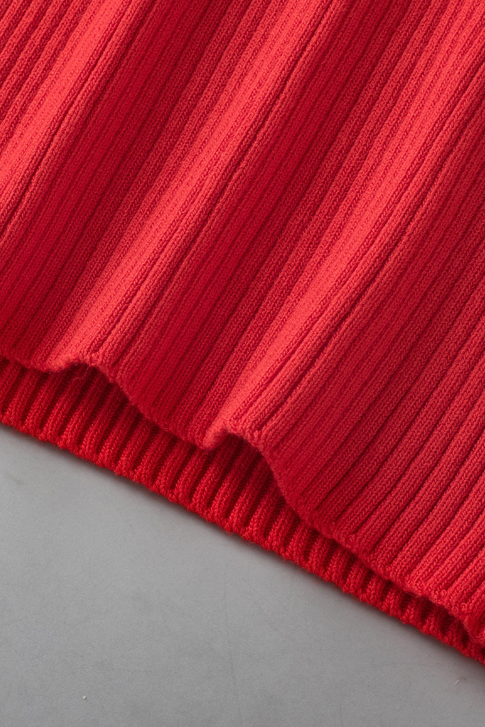 Fiery Red Colorblock Edge Ribbed Knit U Neck Tank Top - Ballimart