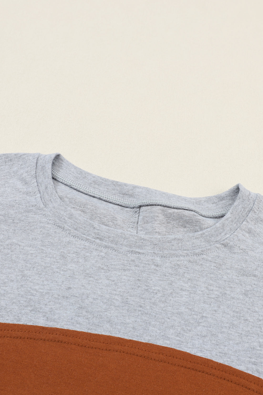 Gray Colorblock Striped Bishop Sleeve Top - Ballimart