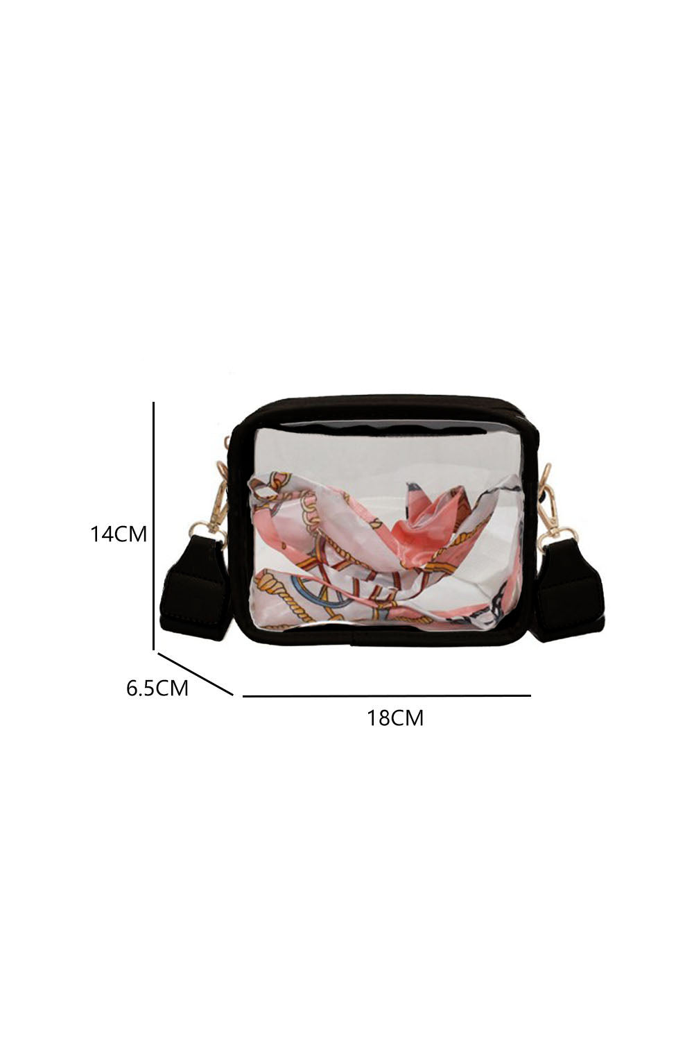 Black Clear PVC Leather Strap Crossbody Bag - Ballimart