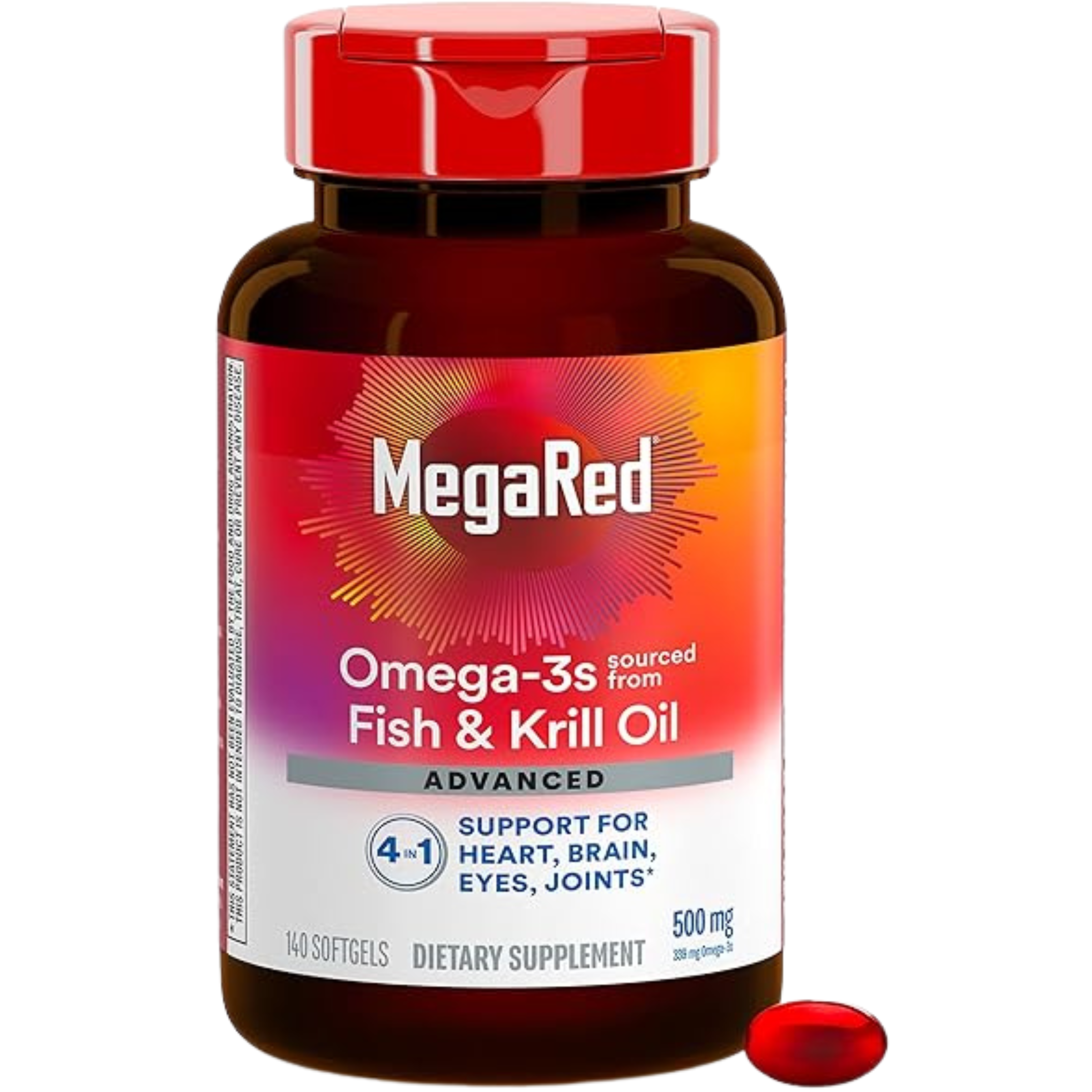 MegaRed Omega 3 Fish & Krill Oil 500mg 140 Softgels