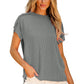 Medium Grey Textured Knit Exposed Stitching T-shirt