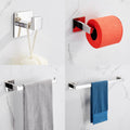 Strong Viscosity Adhesive 4 Pieces Bathroom Accessories Set Without Drilling Silver Brushed Towel Bar Set Holder Rack Robe Hook Tissue Toilet Paper Holder Rustproof 304 Stainless Steel KJ715PRO-4YIN - Ballimart