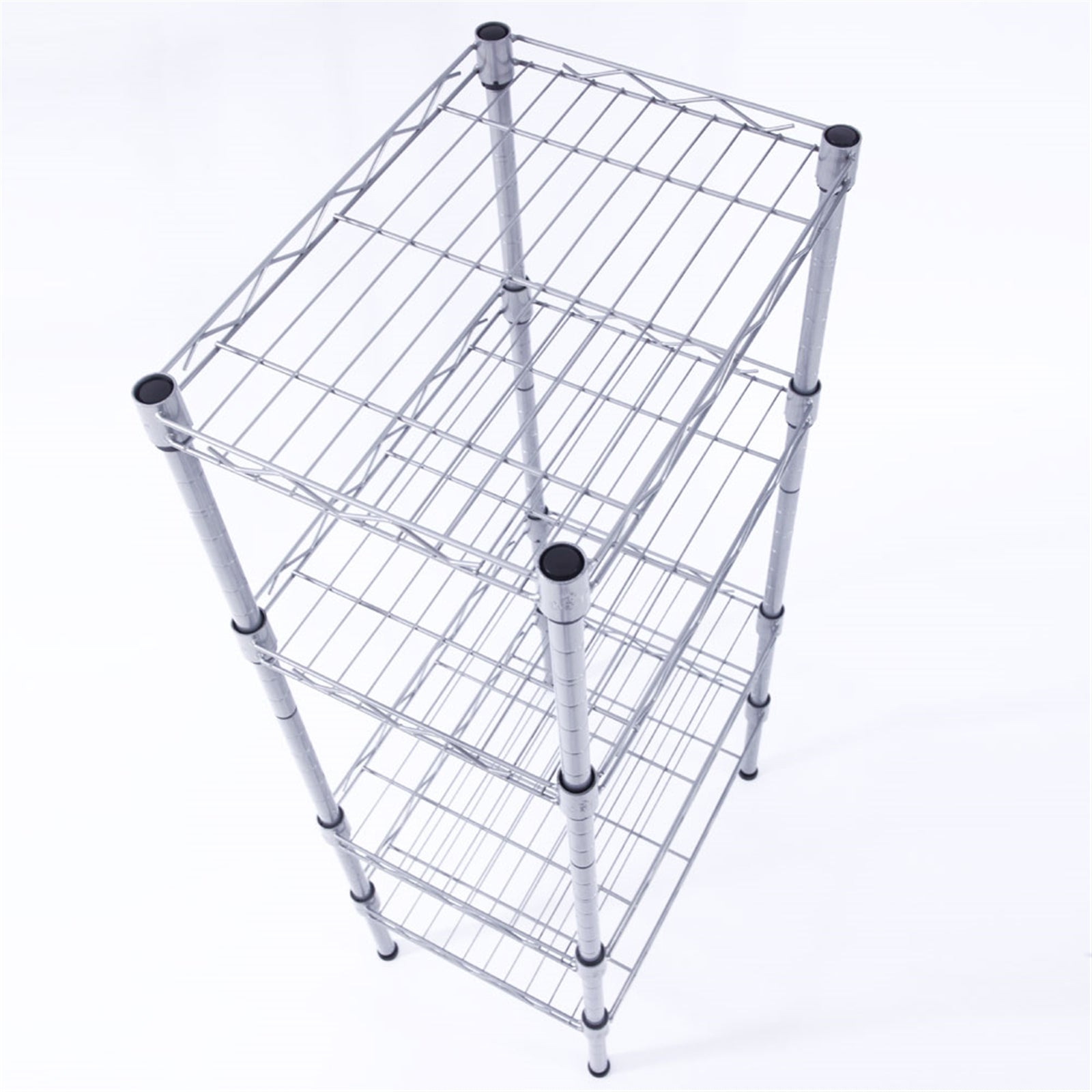 XM-207S Rectangle Carbon Steel Metal Assembly 4-Shelf Storage Rack Silver Gray - Ballimart