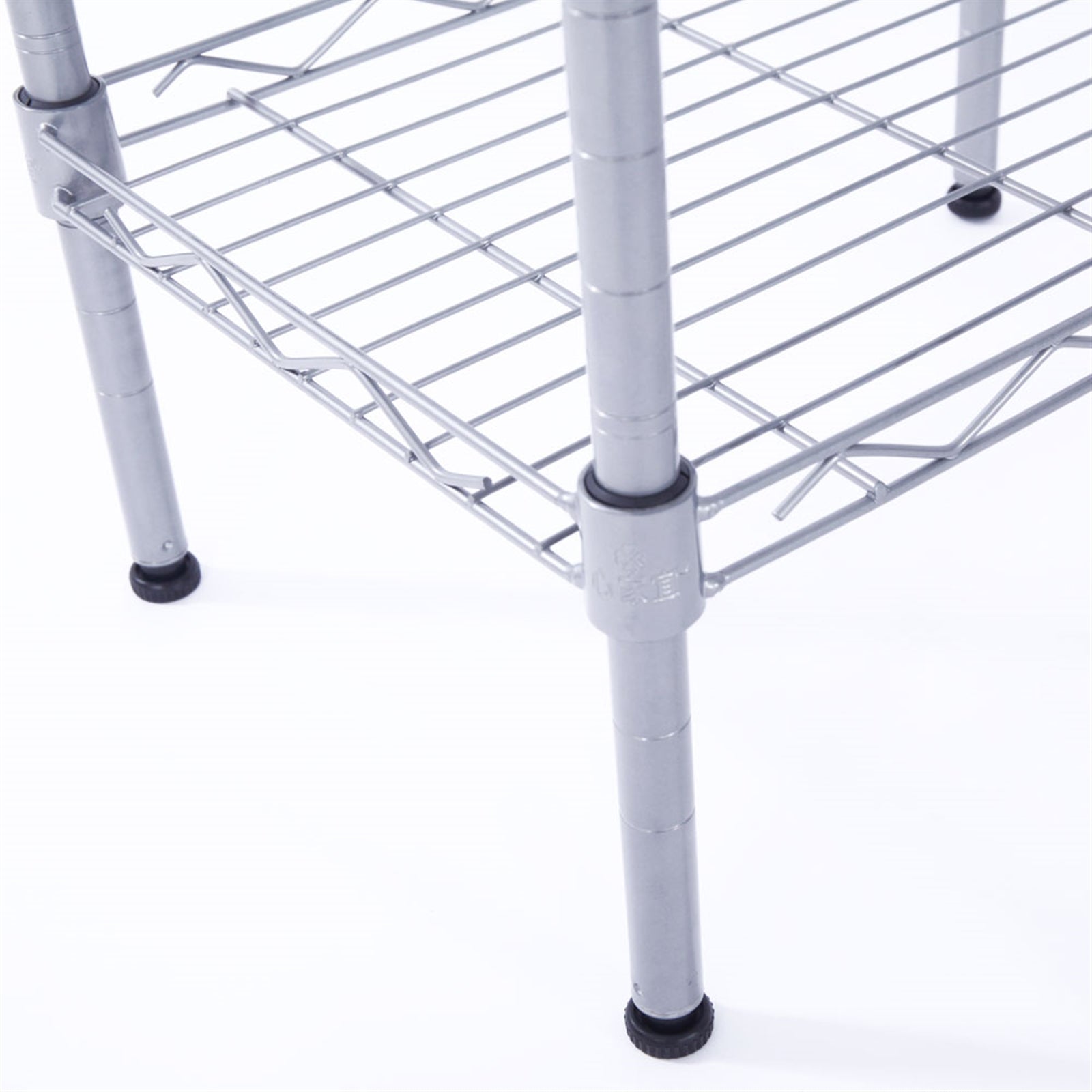 XM-207S Rectangle Carbon Steel Metal Assembly 4-Shelf Storage Rack Silver Gray - Ballimart