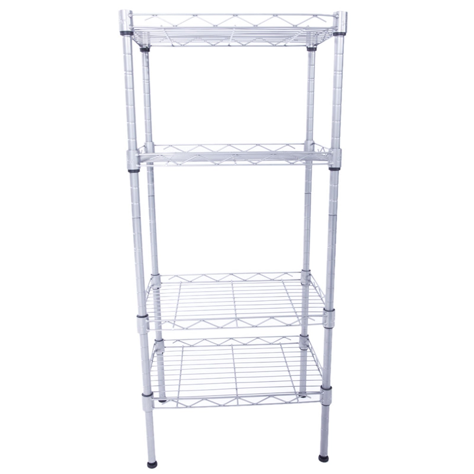 XM-207S Rectangle Carbon Steel Metal Assembly 4-Shelf Storage Rack Silver Gray - Ballimart